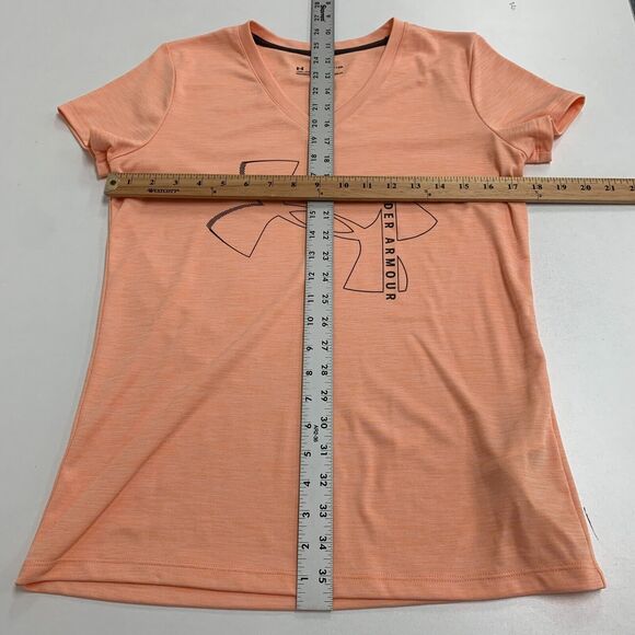 Under Armour T Shirt Womens S Small Orange V Neck Loose Heat Gear Lightweight - Picture 6 of 11